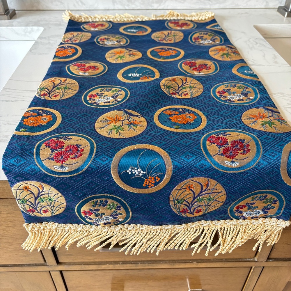 Vintage Japanese Kimono Belt Obi Table Runner
